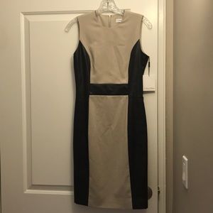 Calvin Klein faux leather panel dress